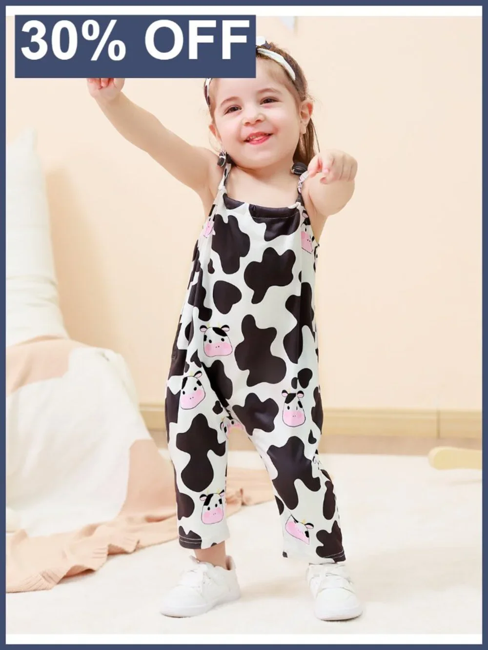 Toddler Girls Polyester Romper Jumpsuit with Headband Adjustable Straps Summer